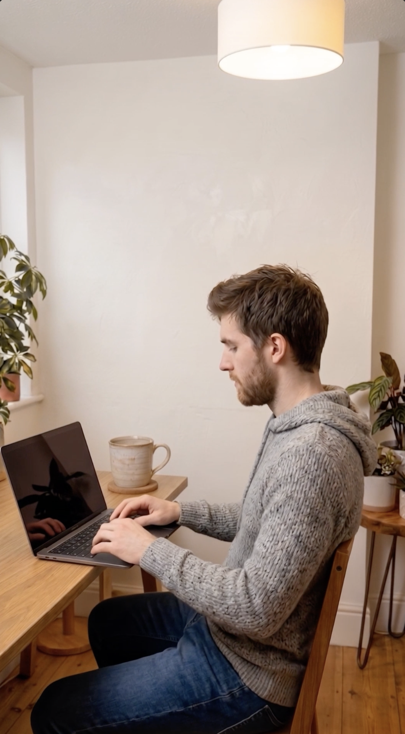 Man working at a laptop in a quiet room