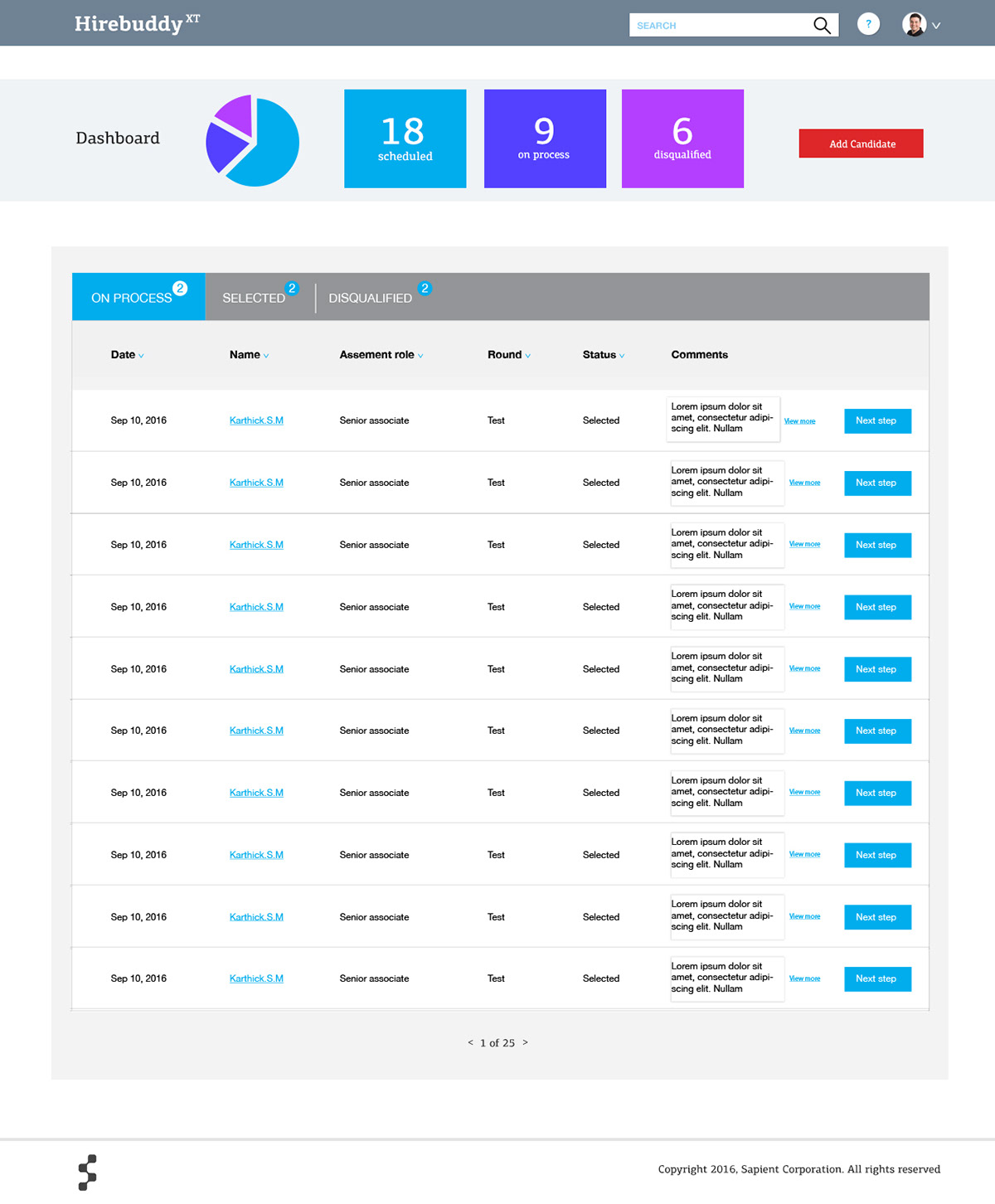 Hire buddy- Ux of Sapient hiring portal — project image 2